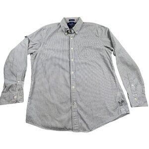 American Eagle Mens XL Vintage Fit White Striped Button Shirt Preppy Y2K Style